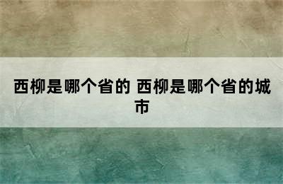 西柳是哪个省的 西柳是哪个省的城市